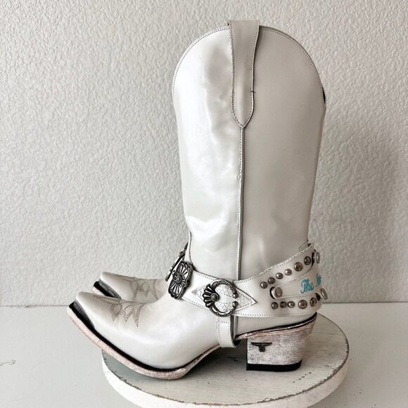 Lane The New Mrs Womens Pearl White Cowboy Boots 11 Western Cowgirl Wedding Tall - Picture 5 of 14